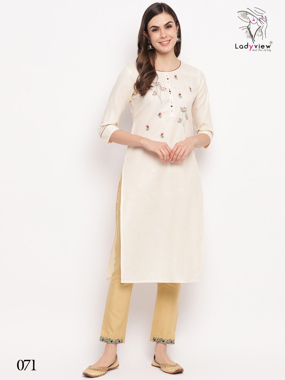 Ladyview Slubby 1 Classic Wear Heavy Magic Slub Embroidery Kurti Collection